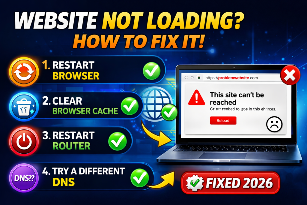 website not loading fix steps