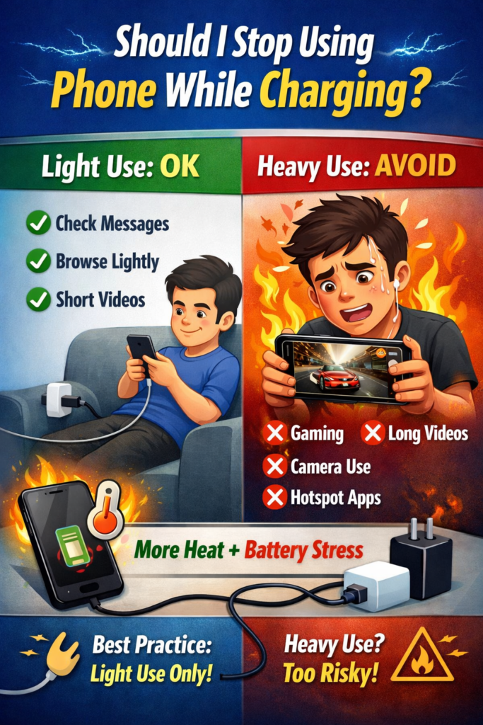 Should I stop using phone while charging?
