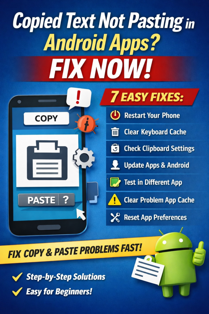 Copied Text Not Pasting in Android Apps? Fix Now