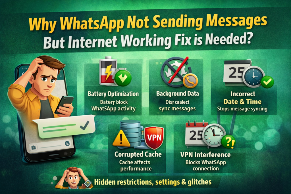 WhatsApp not sending messages but internet working fix